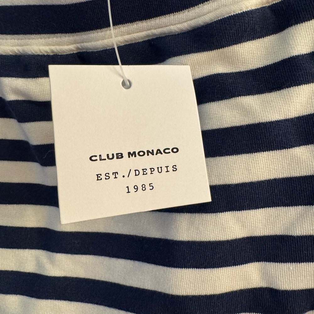 Club Monaco Navy and White Striped Bell Sleeve Top Medium - Picture 4 of 8